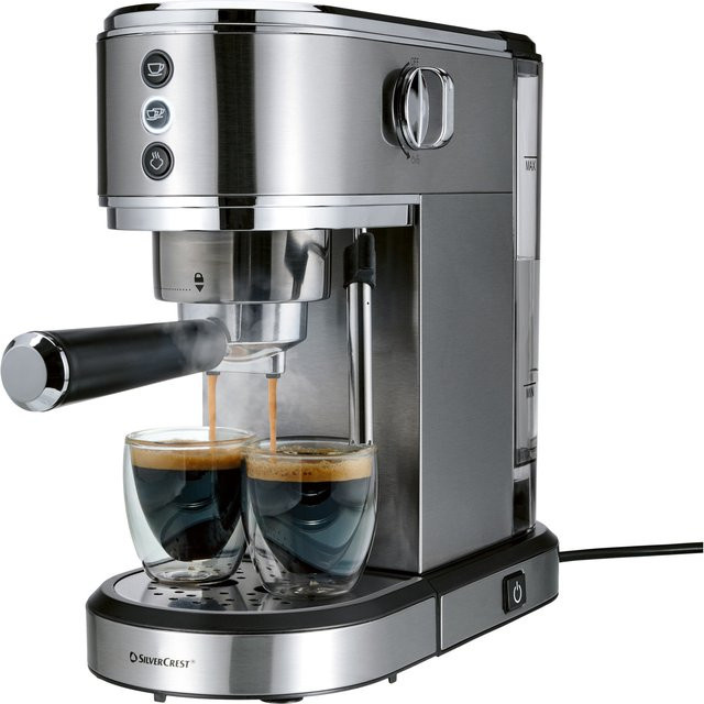 Silvercrest Espressomaschine SEMS 1350 A2 in Silber mit Dampflanze und Heißwasserfunktion - Bild 1