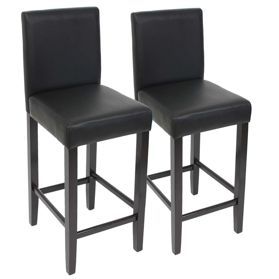 PROREGAL 2er-Set Barhocker gepolstert mit Lehne aus Kunstleder in Schwarz, Sitzhöhe: 74 cm - Bild 2
