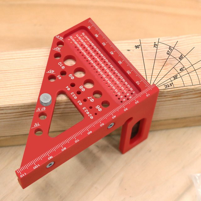 FNICEL 3D-Multi-Winkel-Präzisions-Kombinationswerkzeug aus Kunststoff für präzise Markierungen und Layouts in Blau und Rot - Bild 1