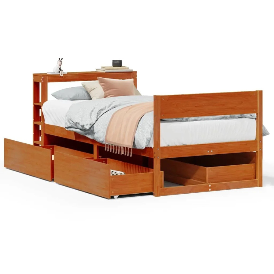 vidaXL Massivholzbett aus Kiefernholz in Braun, rustikales Bett ohne Matratze, B/T/H: 75 x 190 cm - Bild 2