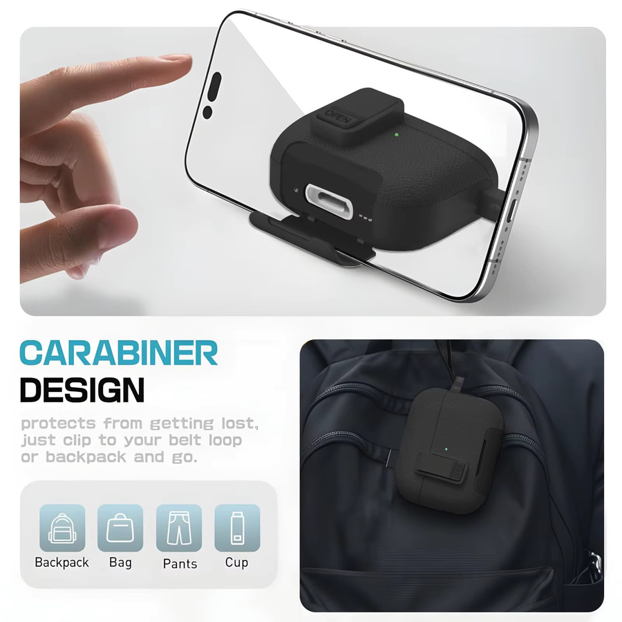 Apple AirPods Pro 3 Etui mit Litchi-Muster in Schwarz inklusive Schlüsselband und Anti-Verlust-Tasche - Bild 1