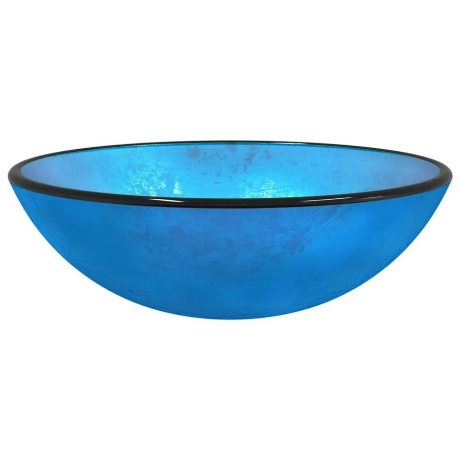 vidaXL Aufsatzwaschbecken aus gehärtetem Glas in Blau, B/T/H: 42 x 42 x 14 cm - Bild 2