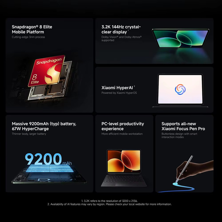 Xiaomi Pad 8 Pro Tablet Global Version mit 11,2 Zoll 3,2K Display WiFi 9200mAh Akku in Blau oder Grau - Bild 2