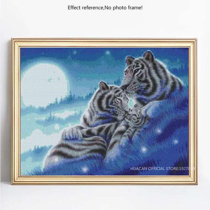 FIYO Diamond Painting Set Tiger Motiv als Malset mit runden Strasssteinen, Mehrfarbig, B/H: 30 x 20 cm - Bild 1