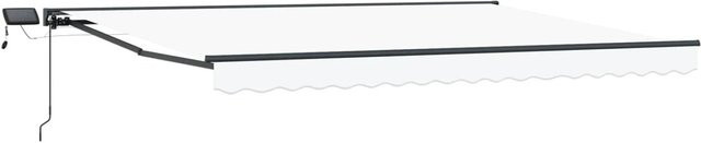 vidaXL Manueller Markisenrahmen mit LED-Beleuchtung aus Aluminium und Polyester in Weiß, B: 400 cm, T: 300 cm - Bild 1