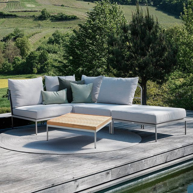 Stern Coco Loungeset 5-teilig in Greige mit Beistelltisch und Kissen aus Polyacril - Bild 1