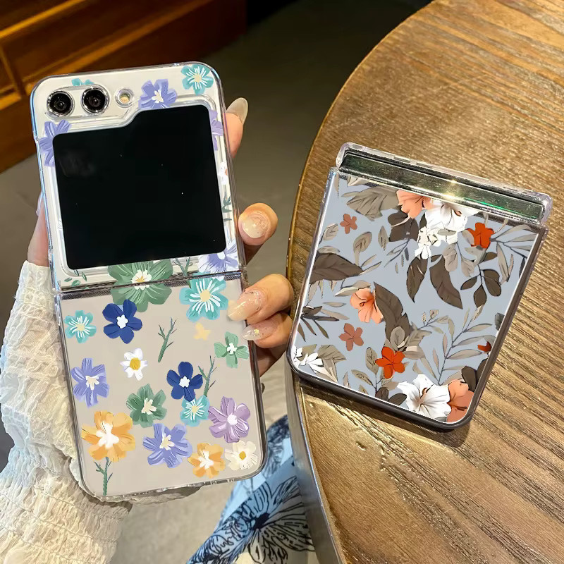 Stoßfeste Handyhülle mit Blumenmuster für Samsung Galaxy Z Flip (Modelle Z Flip 8, 7 FE, 6, 5, 4, 3) in Transparent - Bild 3