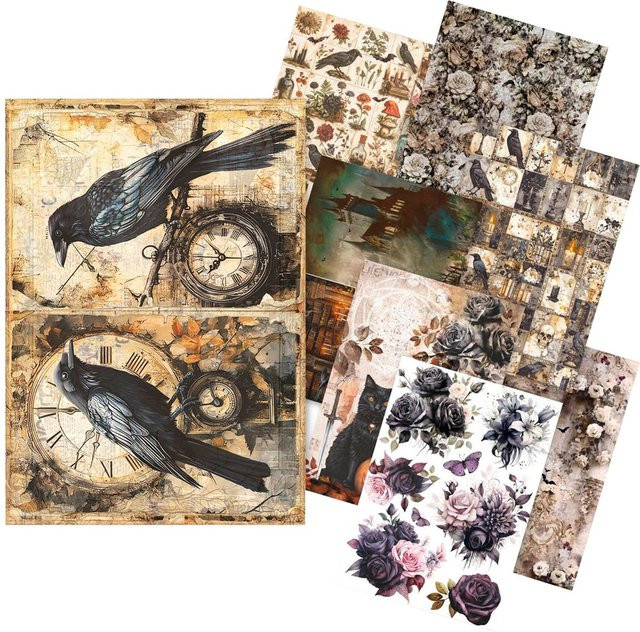 Ciao Bella Motiv-Strohseide Sortiment Dark Akademia 8er-Set in Schwarz und Multicolor - Bild 1