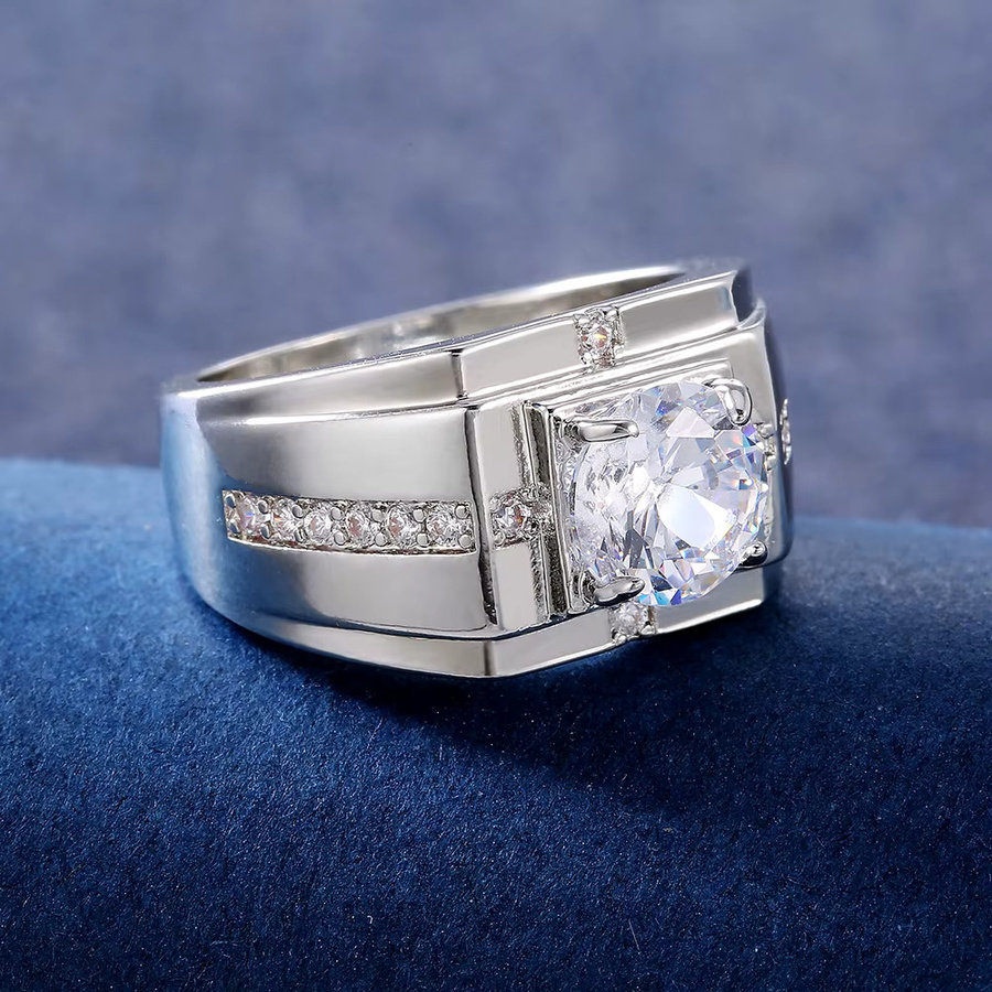 Huitan Ring, Edelstahl, Silber, Zirkonia, Herren - Bild 3
