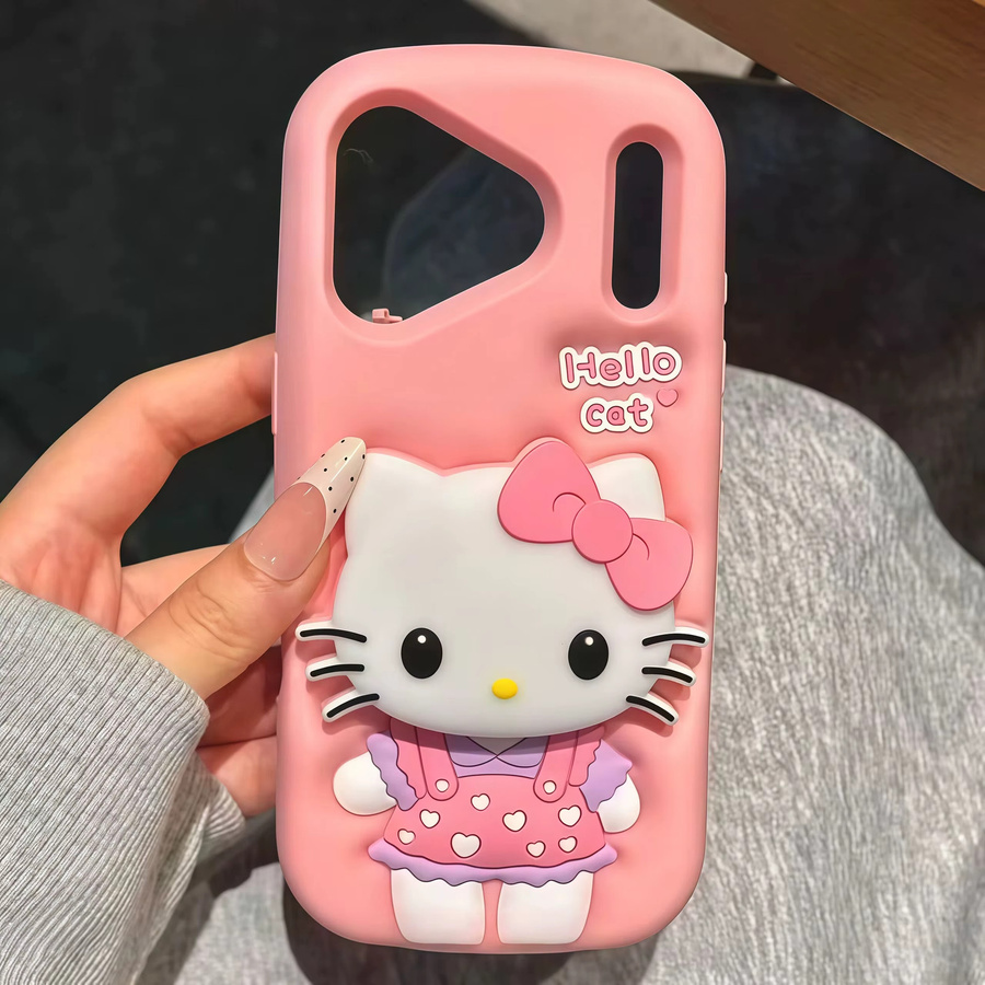 Sanrio Hello Kitty Handyhülle mit 3D Head Grip Tok in Pink für iPhone 11 bis iPhone 17 Pro Max Plus Air - Bild 5