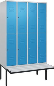 C+P Doppelstock-Spind Classic PLUS Sitzbank mit 4 Abteilen und Zylinderschloss, B/T/H: 212 x 120 x 81,5 cm - Bild 1