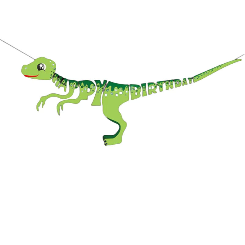 Mehrfarbige Dinosaurier-Geburtstagsgirlande aus Papier für Kinder als hängende Partydekoration im Safari-Design - Bild 2