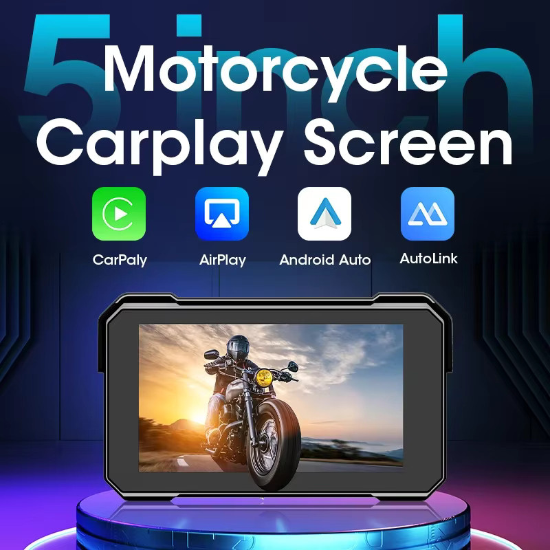 Jansite 5-Zoll Motorrad-Navigation mit CarPlay und Android Auto, kabellos, Dual Bluetooth, IPX7 wasserdicht, Schwarz - Bild 2