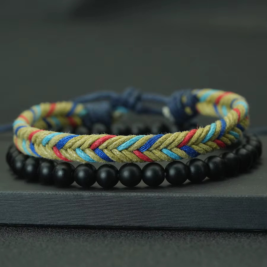 Noter Armband, 2-teilig, bunt, Onyx-Stein, Unisex, geflochten, 6 mm - Bild 2