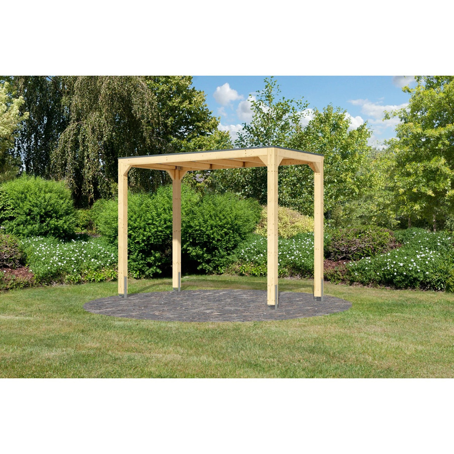 Karibu Pavillon Fyrkant mit Flachdach in Naturbelassen, B/T/H: 239 x 295,2 x 135 cm - Bild 2