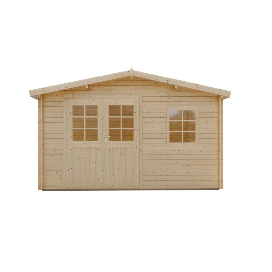 Finn Art Gartenhaus Schweden 18 aus Holz in Schwarz mit anthrazitfarbener Dachrinne, B/T: 4 x 3 m, 28 mm Blockbohlen und Doppeltür - Bild 2