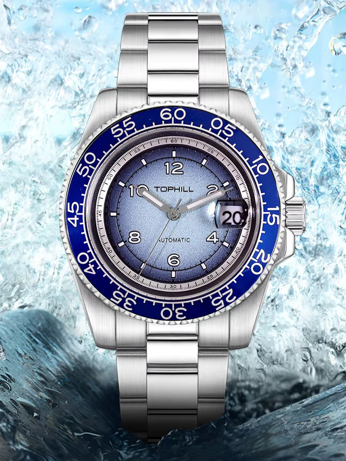 TOPHILL Armbanduhr Automatik, Edelstahl, 41 mm, Herren, Blau - Bild 4