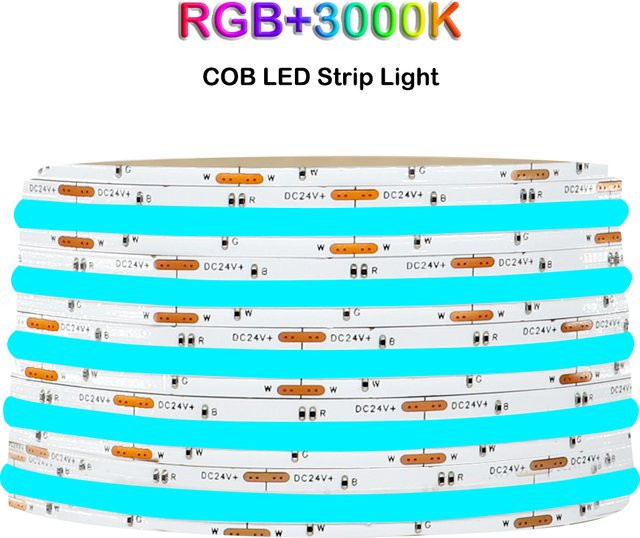 Xnbada COB RGBW LED-Streifenlicht, ultra-schlank 8 mm, dimmbar, 16 W, multicolor, 768 LEDs/m, RA90, linearer Silikon-LED-Streifen - Bild 1