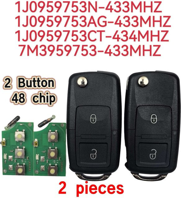 QCONTROL Autoschlüssel mit 2 Tasten und ID48 Chip für VW, Seat und Skoda in Schwarz - Bild 1