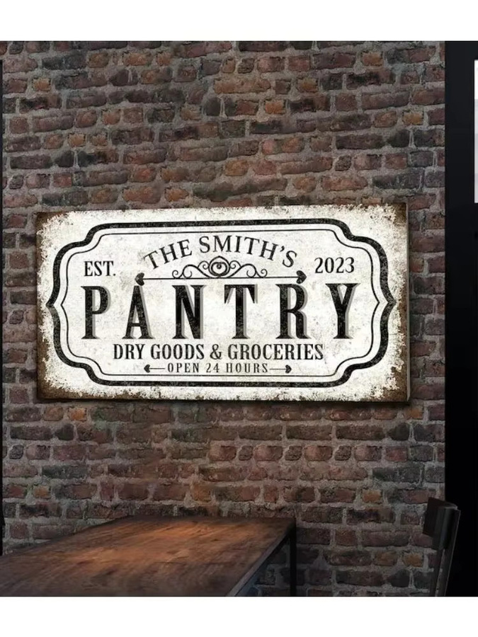 CIFBUY Personalisiertes Lebensmittelmarkt-Schild aus Metall in Weiß, Vintage-Stil, Breite: 20,32 cm, Höhe: 30,48 cm - Bild 6