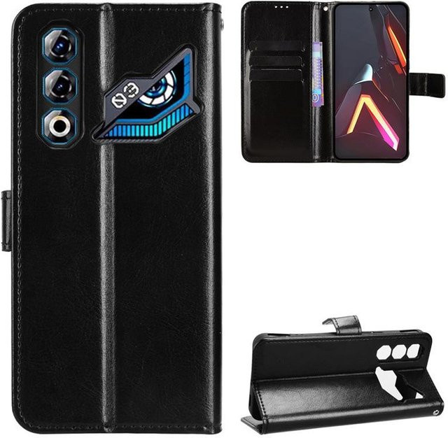 Leder-Klapphülle für ZTE Nubia Neo 3 GT in Schwarz mit Kartensteckplatz und Ständerfunktion - Bild 1