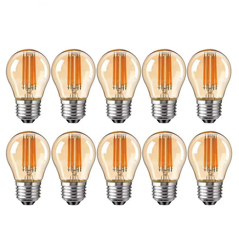 GANRILAND Vintage G45 Edison LED-Glühbirne E27, dimmbare Filament-Kugellampe aus bernsteinfarbenem Glas, Warmweiß 2200K - Bild 6