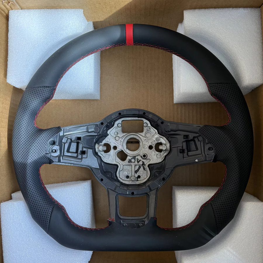 VAGMEB Halb perforiertes Echtleder-Lenkrad für VW Golf MK7 MK7.5 GTI GTD GTE und Tiguan in Schwarz oder Weiß - Bild 2