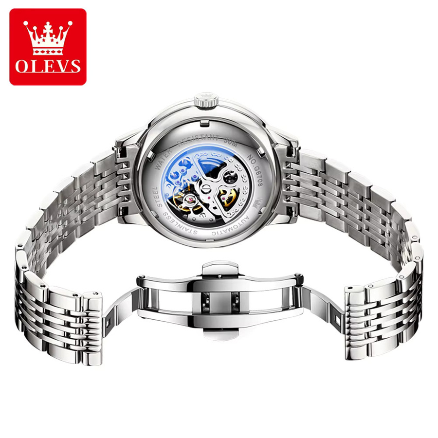 OLEVS Armbanduhr Automatik, Edelstahl, Silber, Herren - Bild 2