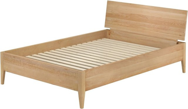 Erst-Holz Doppelbett aus massivem Buchenholz Modell 94 mit konischen Füßen und Rollrost, Farbe Braun, B/T/H: 140 x 200 x 211 cm - Bild 1