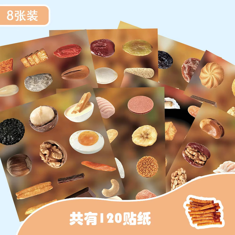120 Stück wasserfeste Lebensmittel- und Snack-Aufkleber im Ins-Stil von Anime Worlds Store, bunt für DIY-Dekoration und Handwerksprojekte - Bild 3