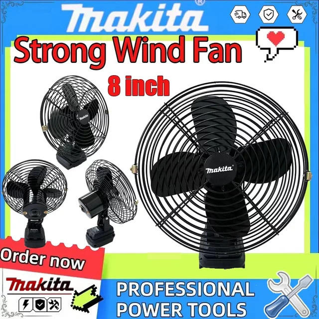 Makita Kabelloser Outdoor-Tischventilator aus Metall in Schwarz, Durchmesser: 20,32 cm - Bild 1