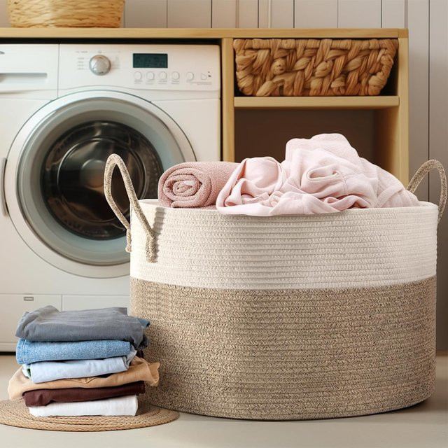 Zuijia Shenghuo Aufbewahrungskorb aus Gewebe in Beige und Braun mit 83l Fassungsvermögen - Bild 1
