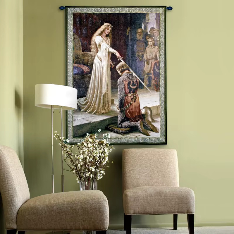 VIKAMA Wandteppich Ritterliche Investur im klassischen Ölgemälde-Stil, Retro Europäische Kunst Wanddeko, Mehrfarbig, Breite: 60 cm, Höhe: 40 cm - Bild 3