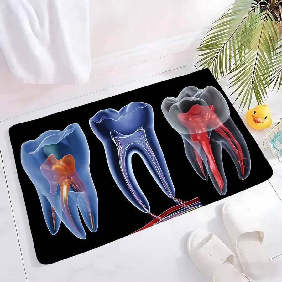 52TOYS Flanell-Fußmatte mit Dentist Tooth Room Muster in Multicolour, rechteckige Bodenmatte für Badezimmer und Wohnzimmer, B/T: 60 x 40 cm - Bild 6