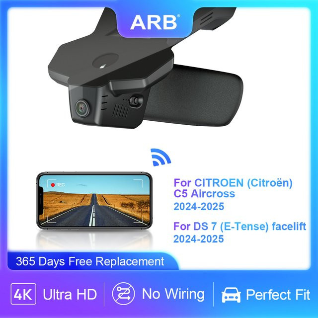 ARB Original Fit 4K Dashcam mit WIFI APP-Steuerung für DS7 E-Tense & Citroen C5 Aircross 2024-2025 in Schwarz - Bild 1