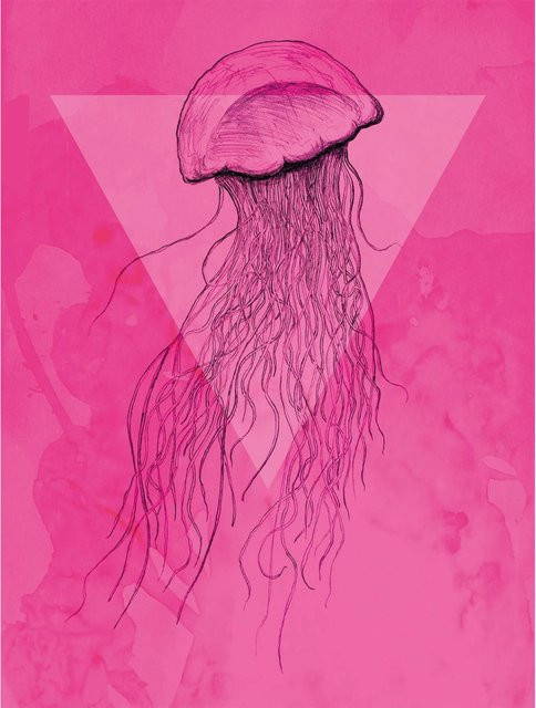 Komar Wandbild Jellyfish in Pink, Paper Poster aus Qualitätsvlies, Breite: 30 cm, Höhe: 40 cm - Bild 1