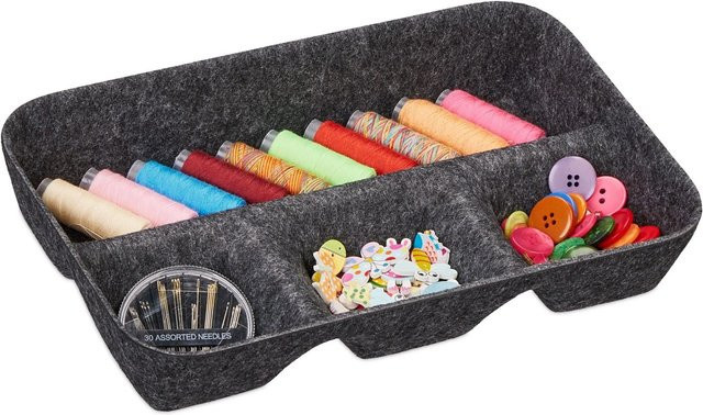 Relaxdays Schubladen Organizer aus Filz in Dunkelgrau, B/T/H: 29,5 x 19 x 5,5 cm - Bild 1