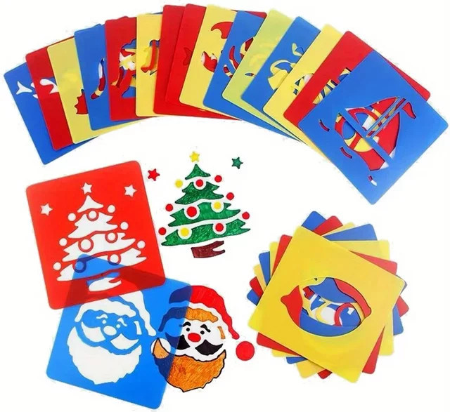 JXB Weihnachts-Malvorlage, Zeichenschablonen, Kunststoff, 6-teiliges Set - Bild 1
