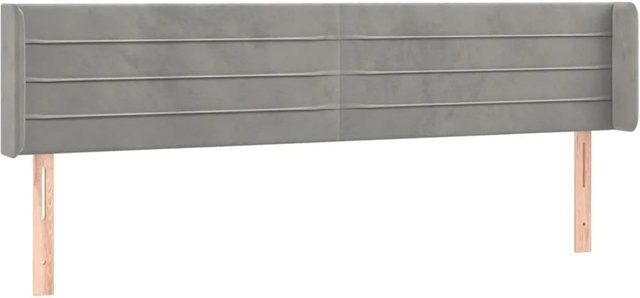 vidaXL LED Kopfteil aus Samt in Hellgrau, B/H: 203 x 88 cm, Tiefe: 16 cm - Bild 1