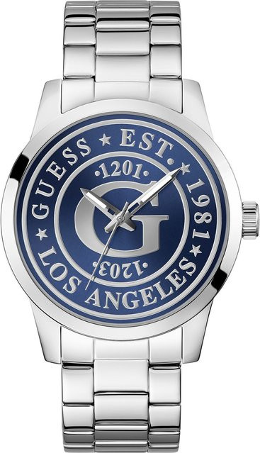 Guess Herrenuhr, Quarz, Edelstahl, Blau, 44 mm, 5 ATM - Bild 1