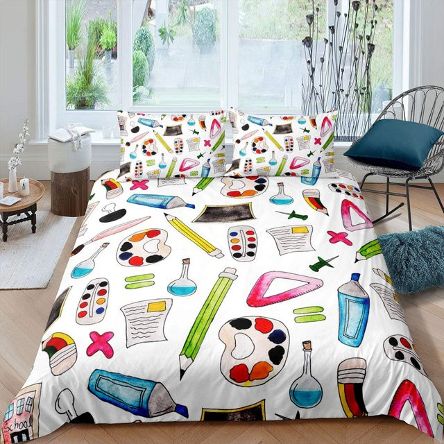Binchi Bettwäsche Set Chemie Labor Design für Kinder und Teenager, 3-teilig, Weiß, B/H: 155 x 215 cm - Bild 1
