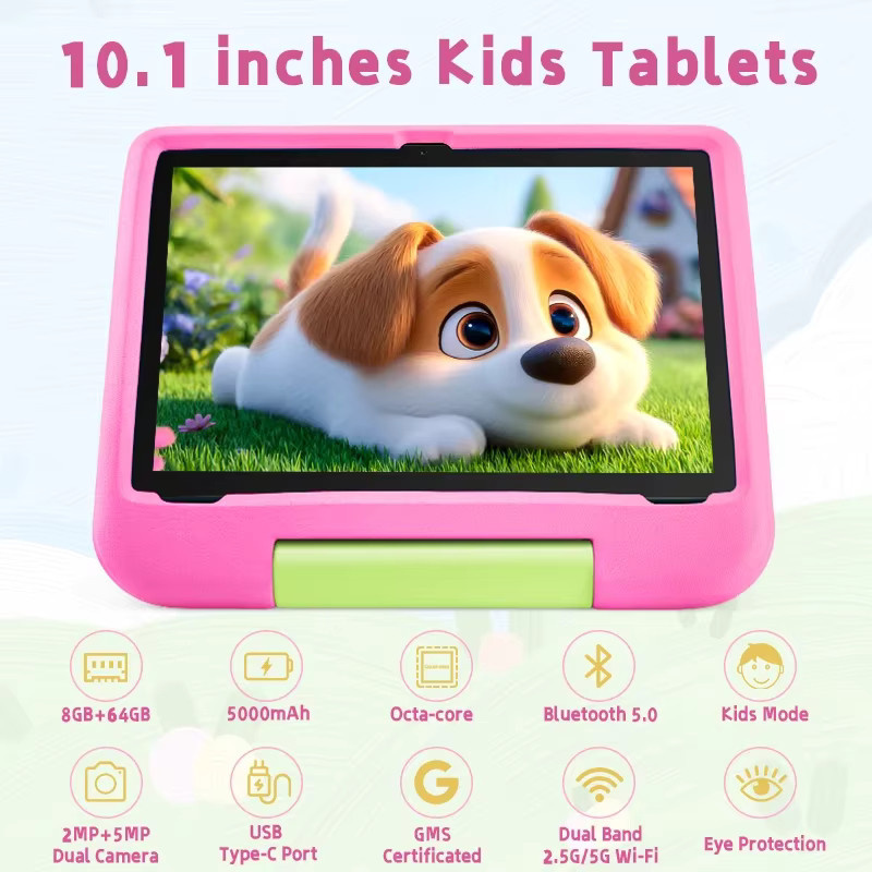 Paitanry Kinder-Tablet in Pink mit 10,1 Zoll Display, Android 15, 8 GB RAM, 64 GB Speicher, Octa-Core Prozessor, Dual-Kamera und elterlicher Steuerung inklusive Schutzhülle - Bild 4