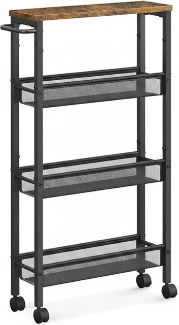 Relaxdays Nischenwagen aus Metall mit 4 Ebenen und Rollen in Schwarz, B/T/H: 77 x 13 x 45 cm - Bild 1