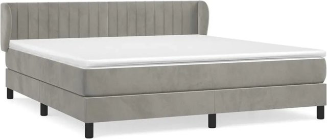vidaXL Boxspringbett mit Matratze in Hellgrau, Hybrid-Bett mit Taschenfederkern und Samtbezug, B/T/H: 160 x 200 x 163 cm - Bild 1