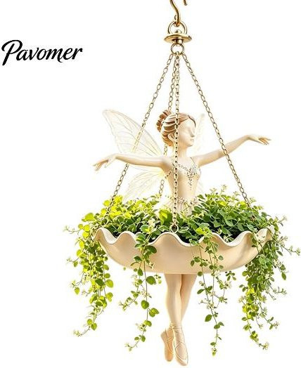 Wandhängender Pflanztopf Aunel in Weiß mit Metallkette für Innenbereich und Garten - Bild 1