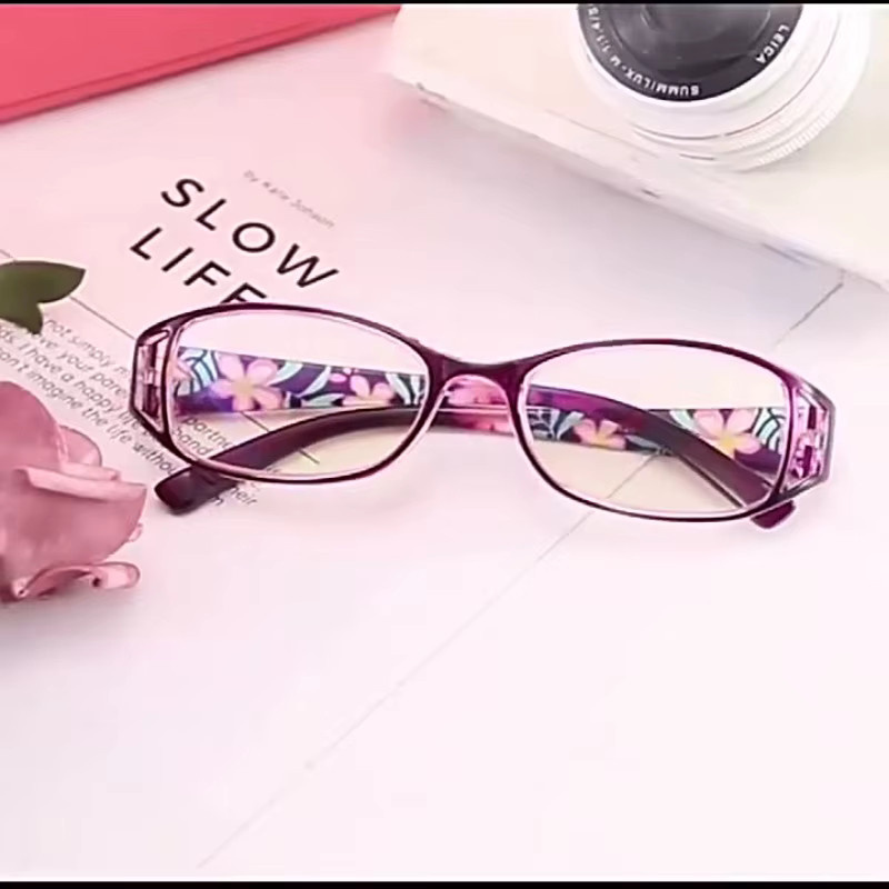 Lesebrille für Frauen, Muster Drucken, Oval, Vollrand, Kunststoff, Lila, Blaulichtfilter - Bild 2