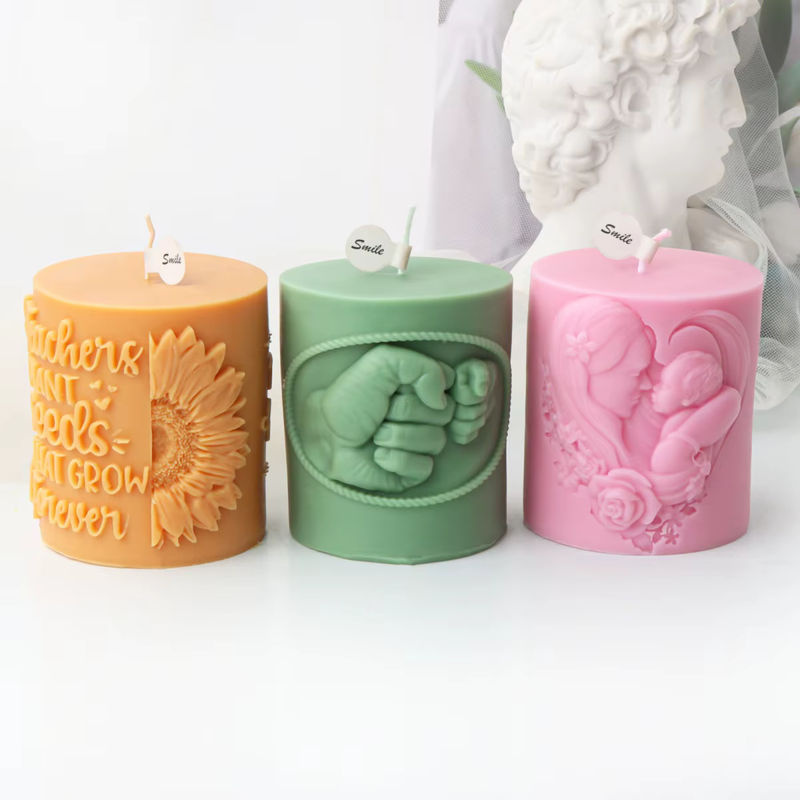 Silikon Kerzenform Säulenform mit Sonnenblumen Relief für Muttertag und Thanksgiving, mehrfarbig - Bild 4