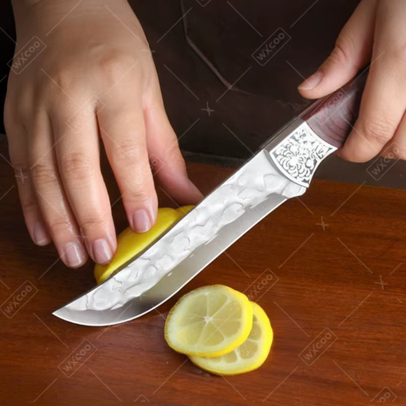 WXCOO Handgeschmiedetes Metzgermesser-Set aus Metall in Braun, Multifunktionales Ausbeinmesser und Professionelles Fleischbeil für deine Küche - Bild 3