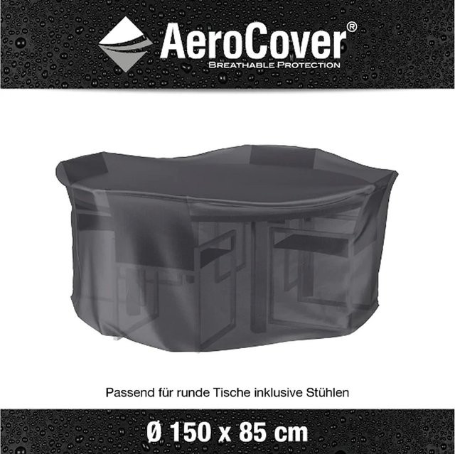 Aerocover Atmungsaktive Schutzhülle für Sitzgruppen aus Ripstop Polyester, Anthrazit, Durchmesser: 150 cm, Höhe: 85 cm - Bild 1