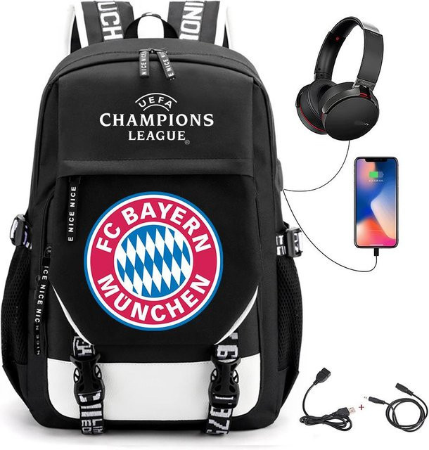 3-teiliges Schulrucksack-Set in Schwarz aus Oxford-Stoff mit großem Fassungsvermögen inklusive Federmäppchen und Schultergurt - Bild 1
